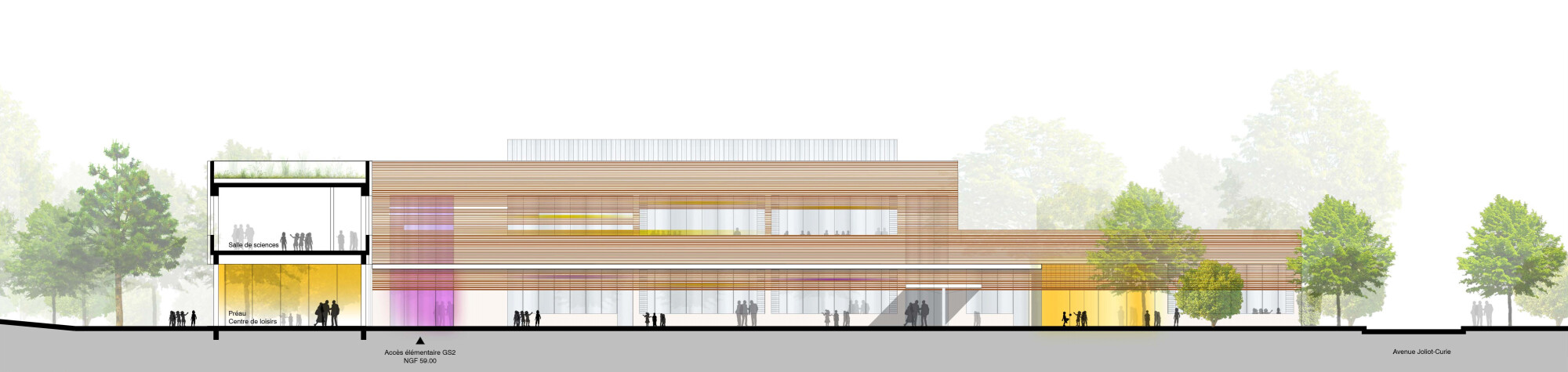 Coupe façade ouest sur cour