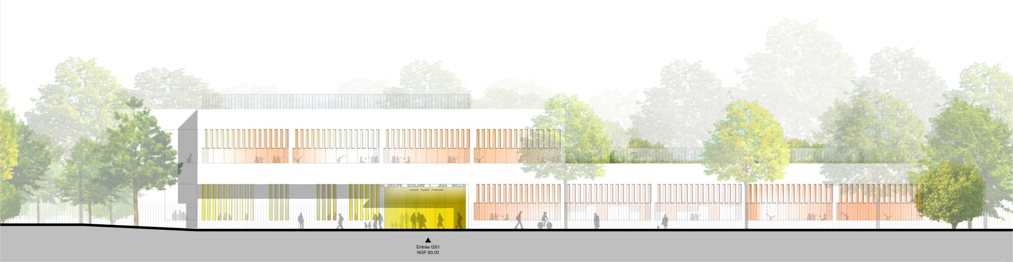 Façade Ouest sur parvis