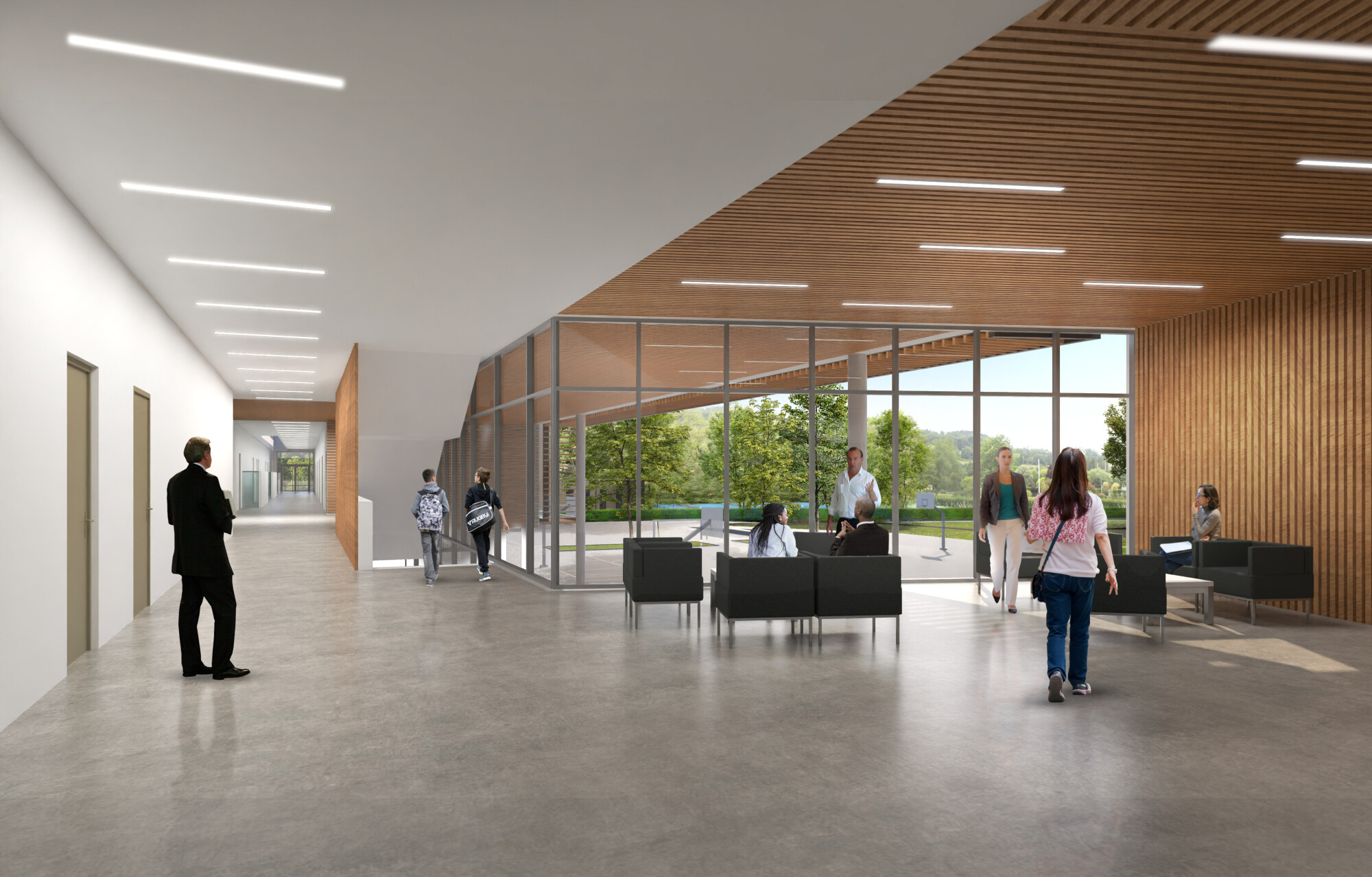 vue hall haut en cours